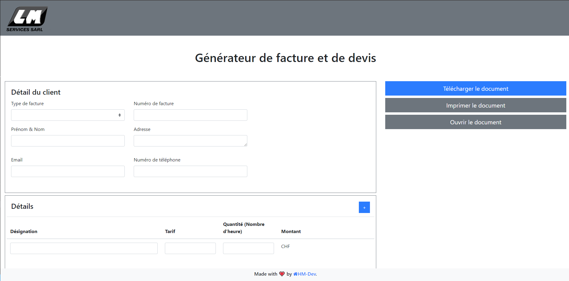 Création d'une application qui permet de générer des factures et devis. Réalisé avec Angular 14.