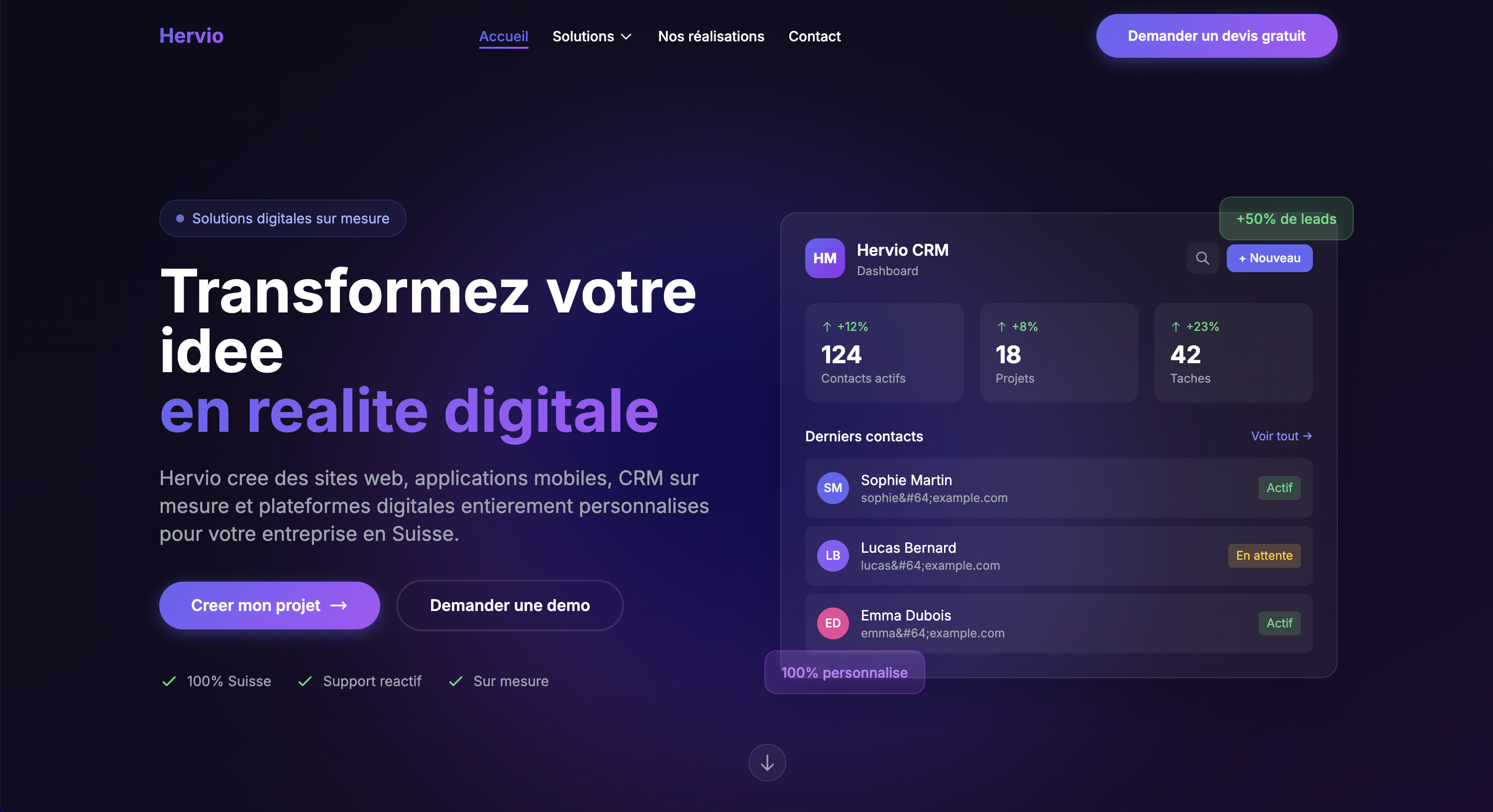 Création d'un site vitrine pour Hervio. Réalisé avec Angular.